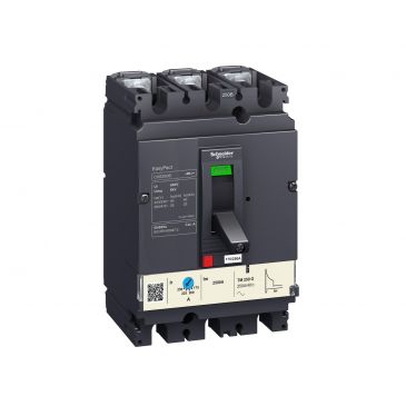 Circuit breaker EasyPact CVS250B, 25 kA at 415 VAC, 160 A rating thermal magnetic TM-D trip unit, 3P 3d