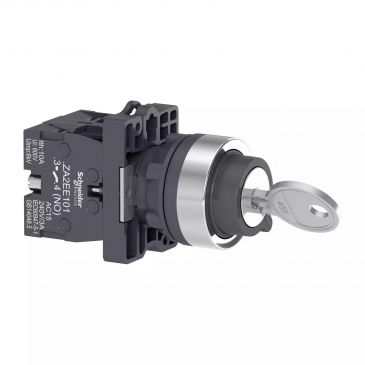 key selector switch - Ø22 - 2 positions - spring return - 2NO